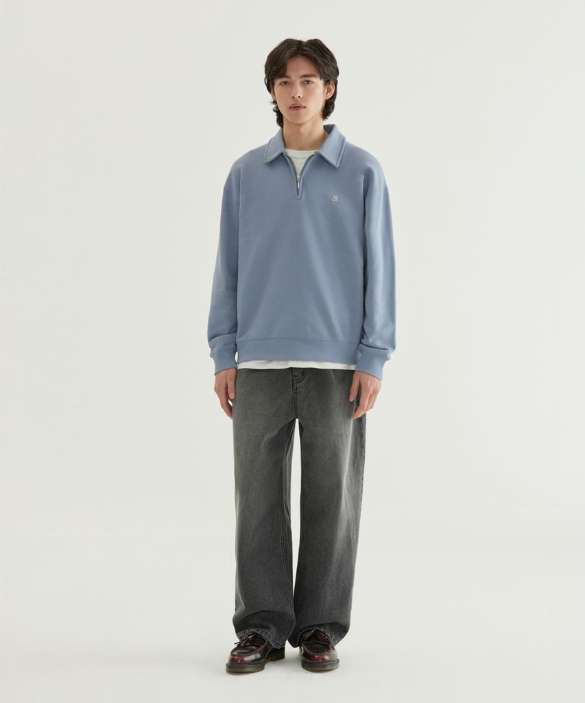 COVERNAT Signature Symbol Collar Half-Zip Sweatshirt Melange Gray