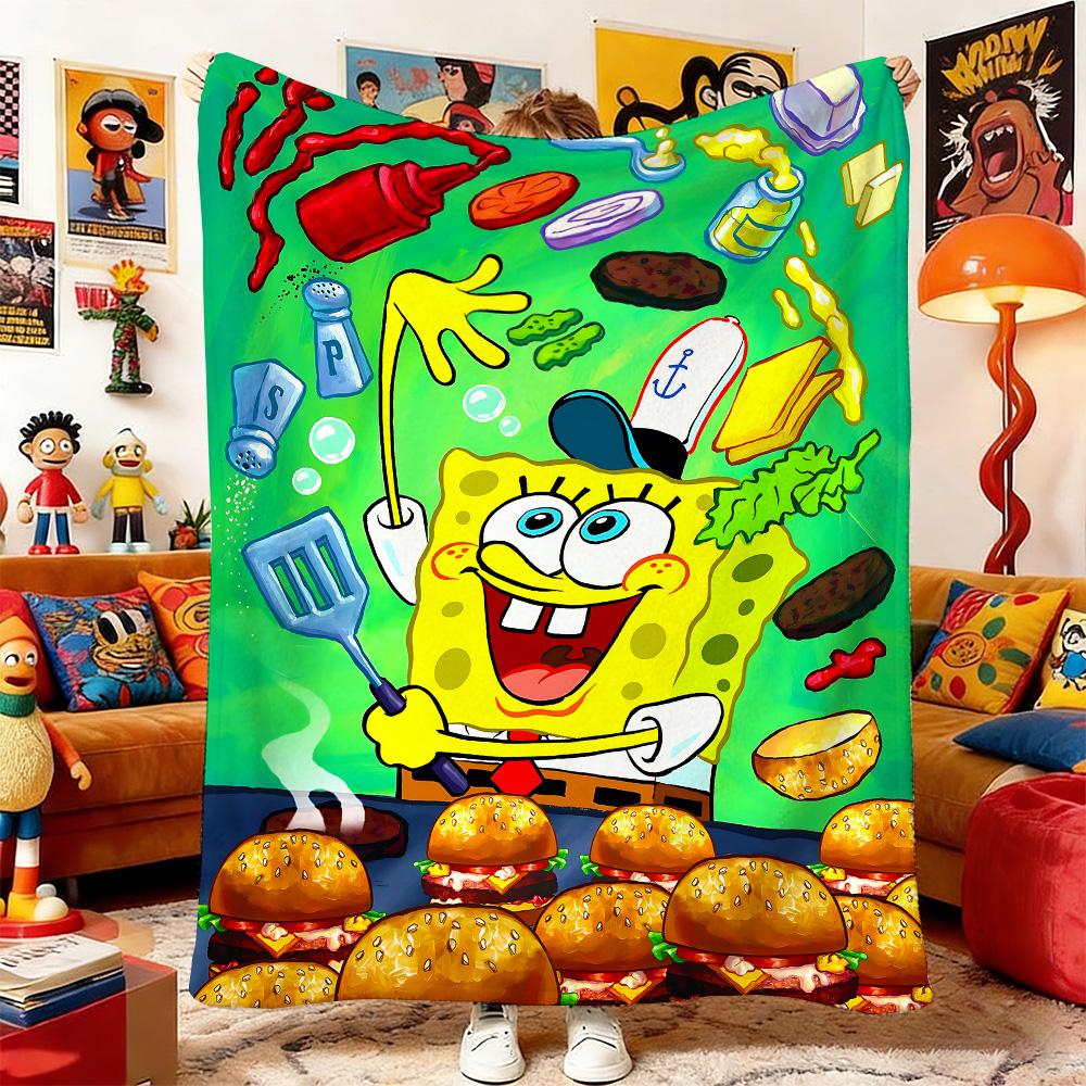 

S-Sponge-Bobs Anime Blanket Double Bed Blankets for Baby Home and Decoration Bedspread the Sofa Bedspreads Picnic Throw & Throws 75x90cm