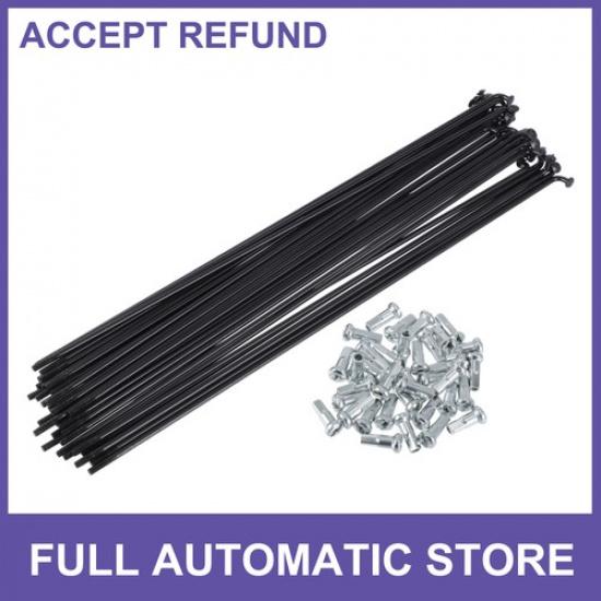 1Set 13G 215mm Length Bicycle Spokes Nipple 45 Steel Black Universal