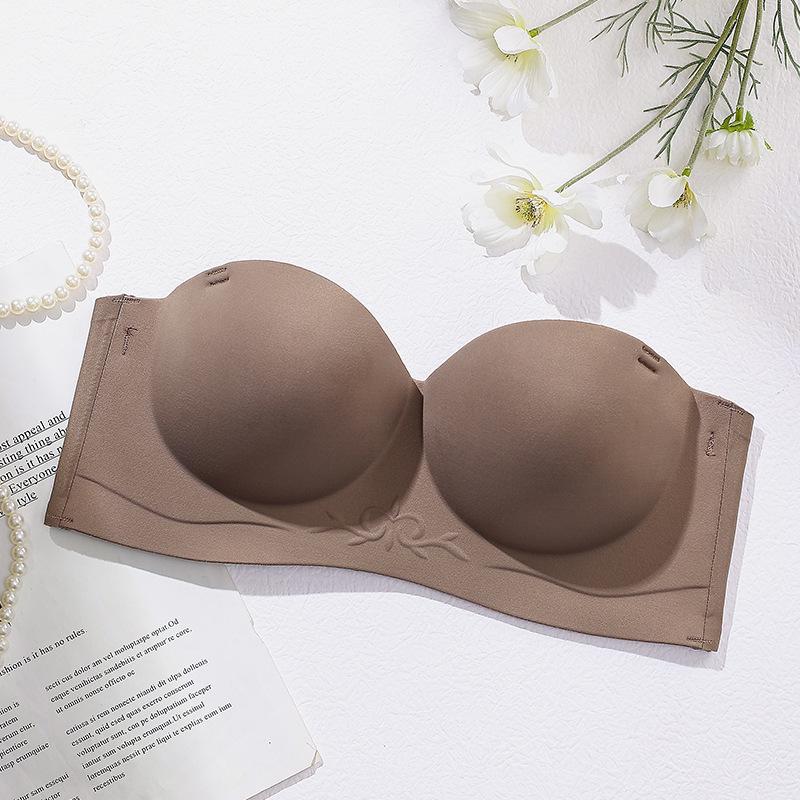 

Peach Jelly Strapless Non-Slip Seamless Uplift Bra - Women s Wire-Free Backless Design XL