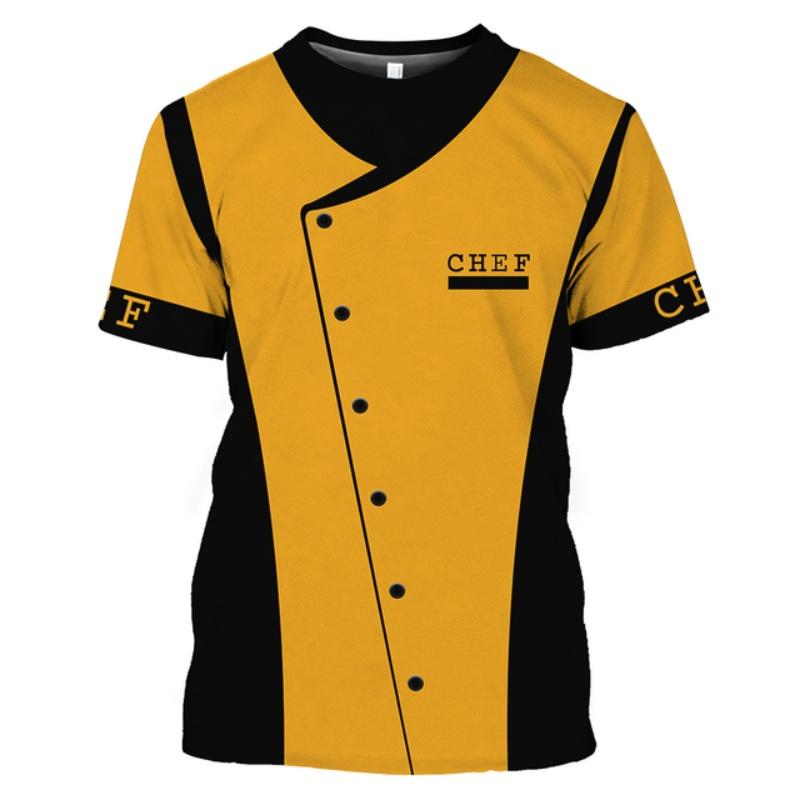 Chef Uniform Pattern T Shirt For Men Chef's Knife 3D Printed Tees Summer Harajuku Short Sleeve Loose Street Tops Sport T-shirts