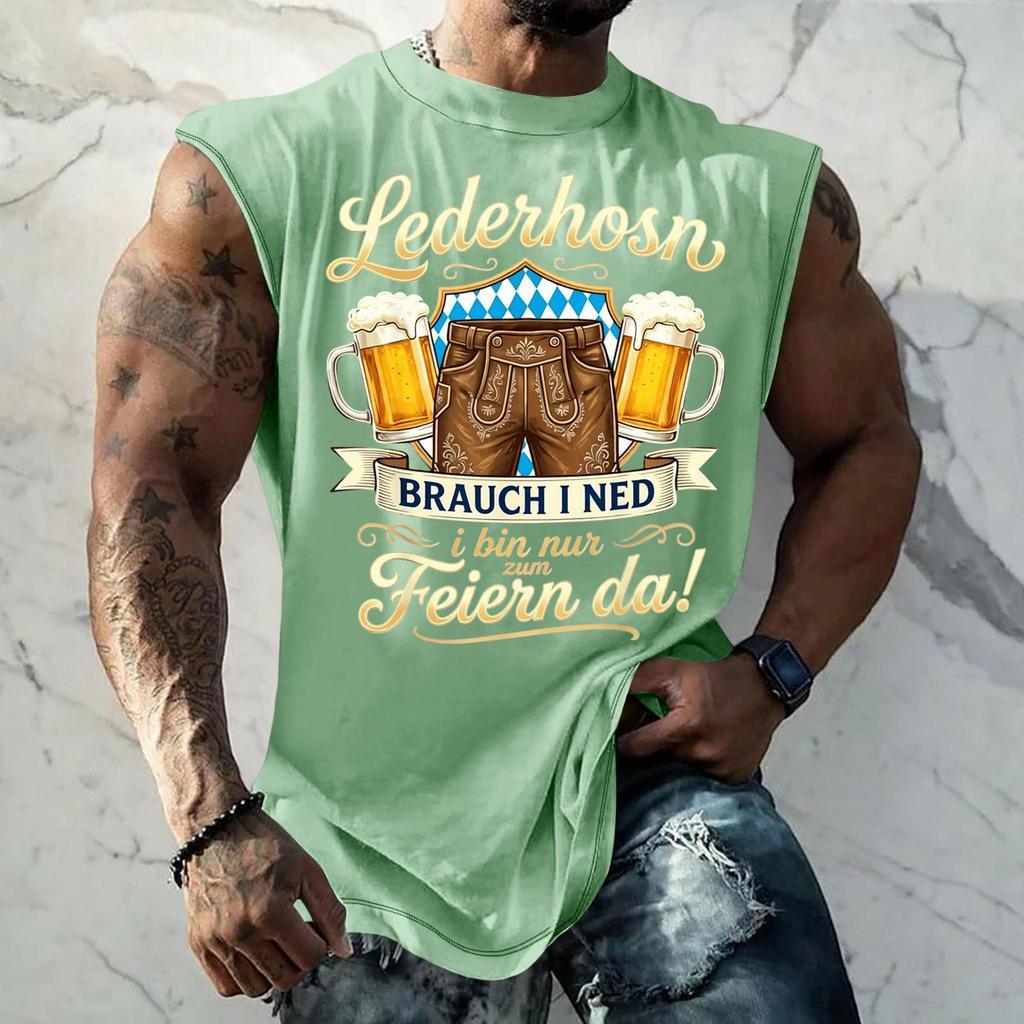 Męski Tank Top Bez Rękawów Luźny Krój Codzienny Streetwear Letnia Koszulka na Mięśnie Graficzny Nadruk Festiwal Piwa Codzienny Ubiór