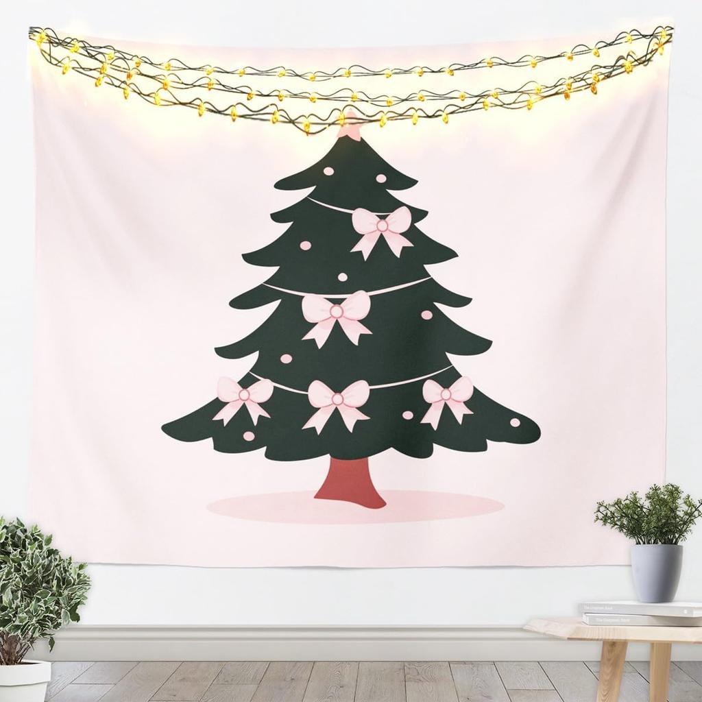 Merry Christmas Tapestry Santa Claus Wall Art for Living Room Bedroom Snowflake Wall Hanging Blanket Holiday Gift Home Decor