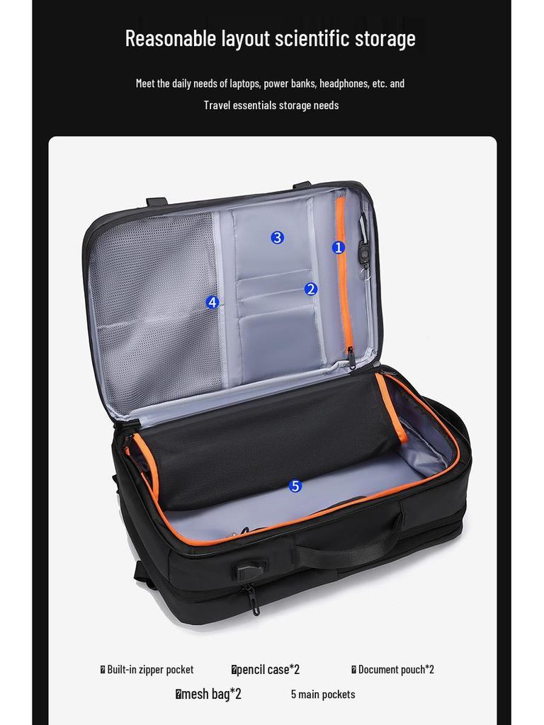 Expandable Multifunctional Business Travel Backpack - Solid Color, Minimalist Design for Cross-Border Trips