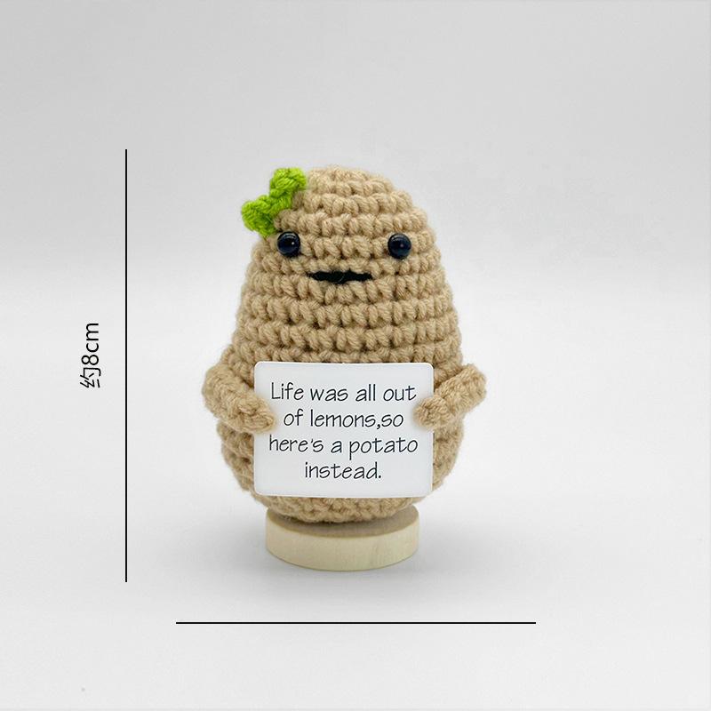 Funny Positive Energy Potato Hug Pocket Doll Mini Handmade Plush Knitted Plant Ornament Home Room Decoration Christams Gifts