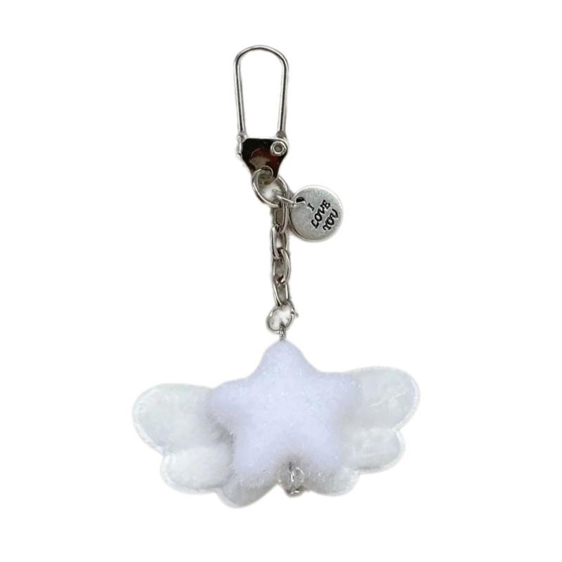 

Elegant Angel Wing and Star Keychain Lightweight Key Ring Bag Charm for Fashionable Women Korean Style Accessories 1