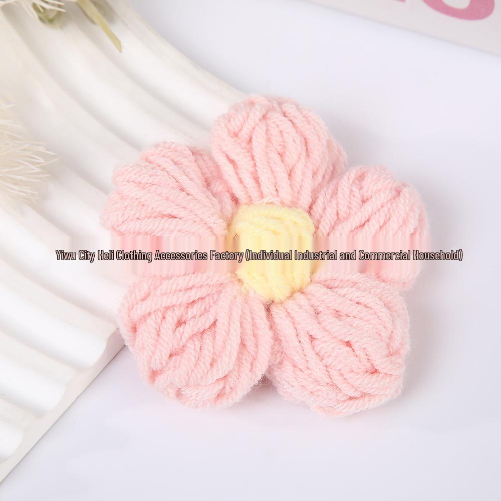 Fermaglio per capelli a fiore imbottito a blocchi di colore, uncinetto a mano, stile coreano