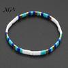 Elastic Stackable Wrist Jewelry Flat Beaded Stretch Bracelets for Women, Bohemian Friendship Bead Bracelets, Simple Layering Bracelet Set Boho