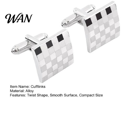 Classic Cufflinks 1 Pair Men Polished Smooth Surface Rhinestones Inlaid Rectangle Shirt Round Twist Shape Suit Button Replacement Accessories