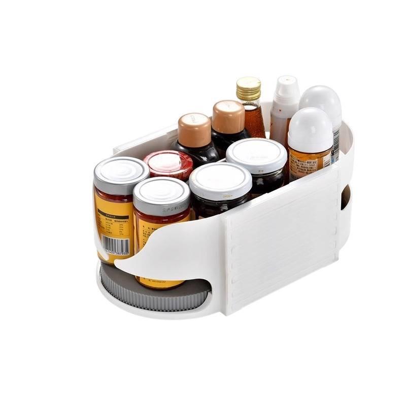 Rotatable Kitchen Corner Storage Rack for Seasonings and Condiments