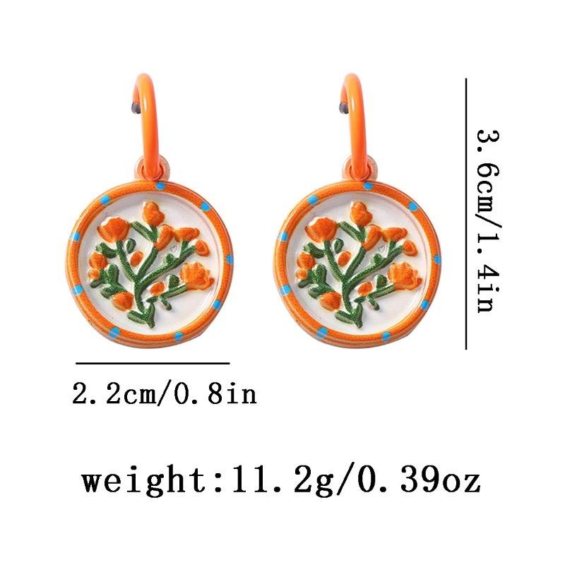 Pinkdudu Elegant Alloy Printed Drop Earrings for Women Delicate Pastoral Style Temperament Dangles PD2699