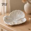 Aromatherapie Aufbewahrungsschale 3D-gedruckte Muschel Wellen Schmuckschale Perlmuttweiß Organizer Schale Eleganter Ring Dekorativer Schlüsselhalter Schmuckstück Multifunktional