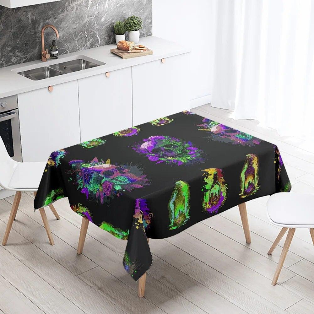 Magic Bottle Colorful Skull Tablecloth Home Decor Stain Resistant Waterproof Table  Rectangular Kitchen Fireplace Tops