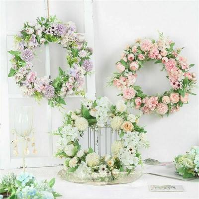 Artificial Rose Wreath Flower Garland 40cm Door Wreath Spring Round Wreath