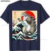Catzilla Cat Japanese Art Funny Cat Gifts T-Shirt Top Tees Cotton High Quality Unisex Hip Hop TShirt Punk Gothic Graphic Breathable