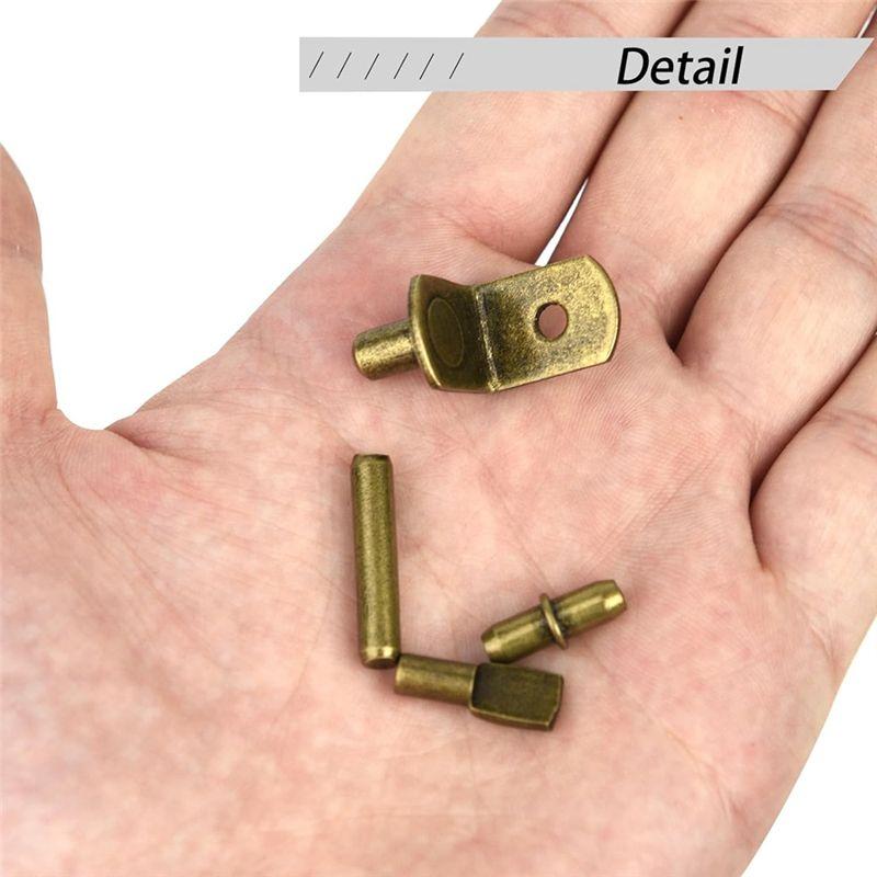 100Pcs Shelf Pegs For Shelves, 4 Styles Shelf Pins Kitchen Cabinet Shelf Pegs,Shelf Holders Pegs, Bookshelf Pegs Durable Bronze-