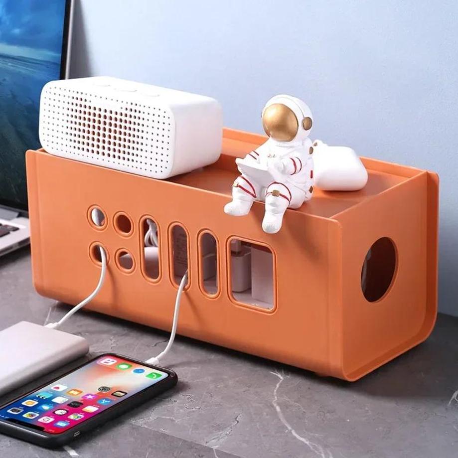 1 Pcs Creative Plug Power Cord Plastic Storage Box Items Cable Organizer Household Desktop Plug-in Board Electric Socket Storage