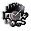 I Love Dogs Romantic Dog Love Quote Vinyl Record Disco Wall Clock Puppy Dogs Silhouette Laser Cut Handicraft Wall Art Home Decor