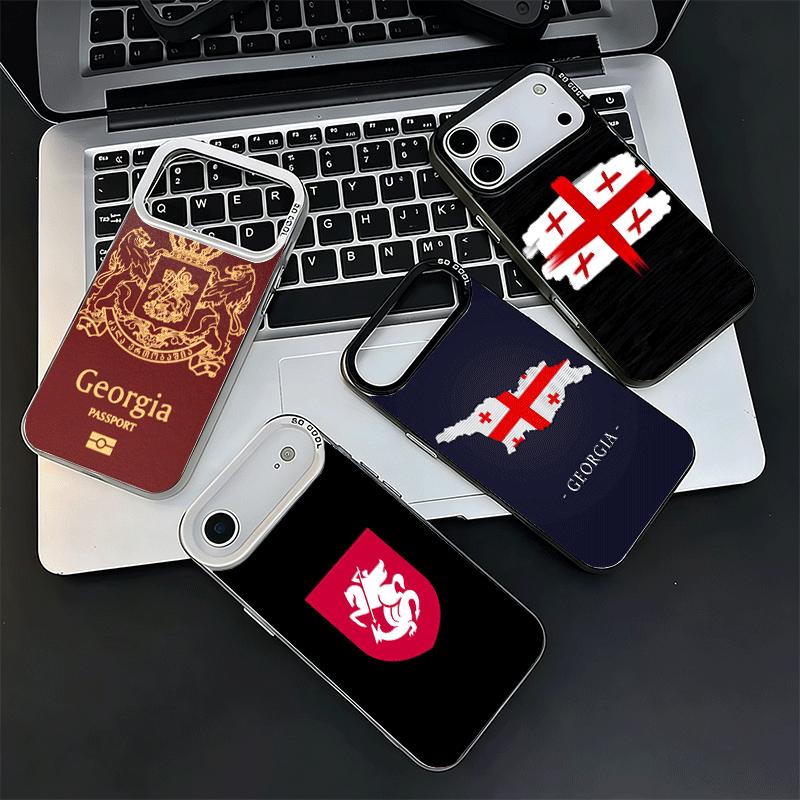Georgia Passport Flag Shockproof Phone Case for iPhone 17 Air 16 16E 15 Pro Max 14 Plus 13 Mini 12 Back Cover Anti Fall Fundas