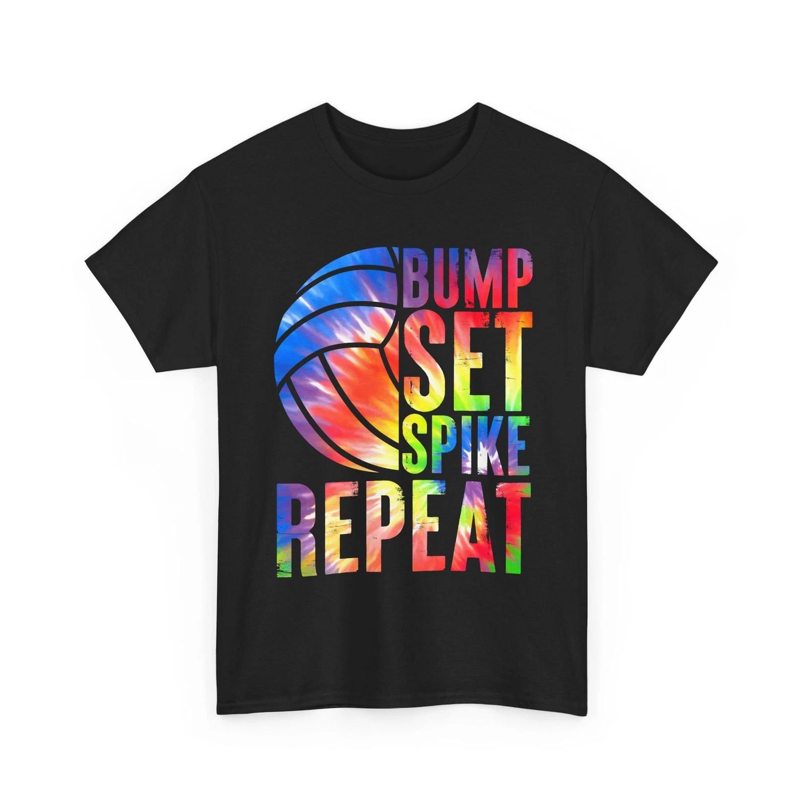 Volleyball Bump Set Spike RepeaT shirt, Volleyball Lovers Sport Tie Dye Shirt XL
