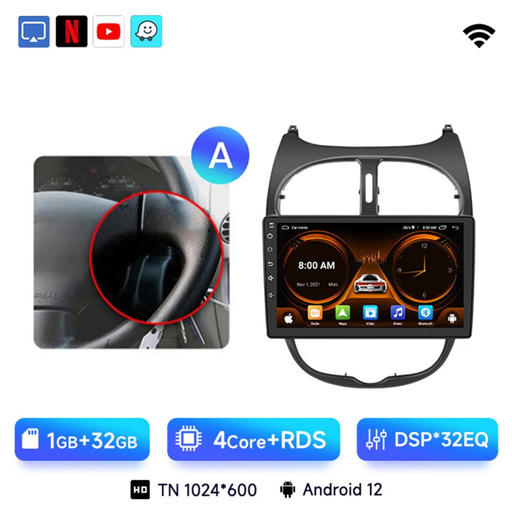 

JIUYIN Android 13 Car Radio For PEUGEOT 206 206CC 206SW 2000-2008 Auto Multimedia Player GPS Autoradio Carplay 2 din CHINA