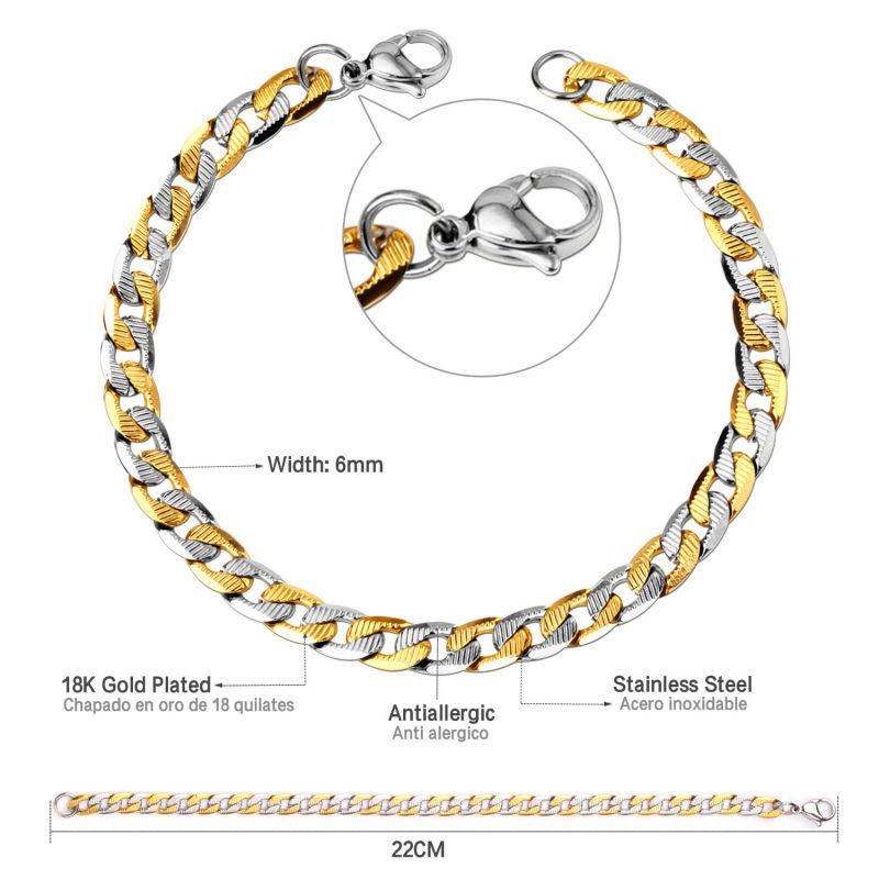 Jewelry plain chain inner horizontal pattern bracelet fashionable personality trend versatile gold chain stainless steel chain bracelet