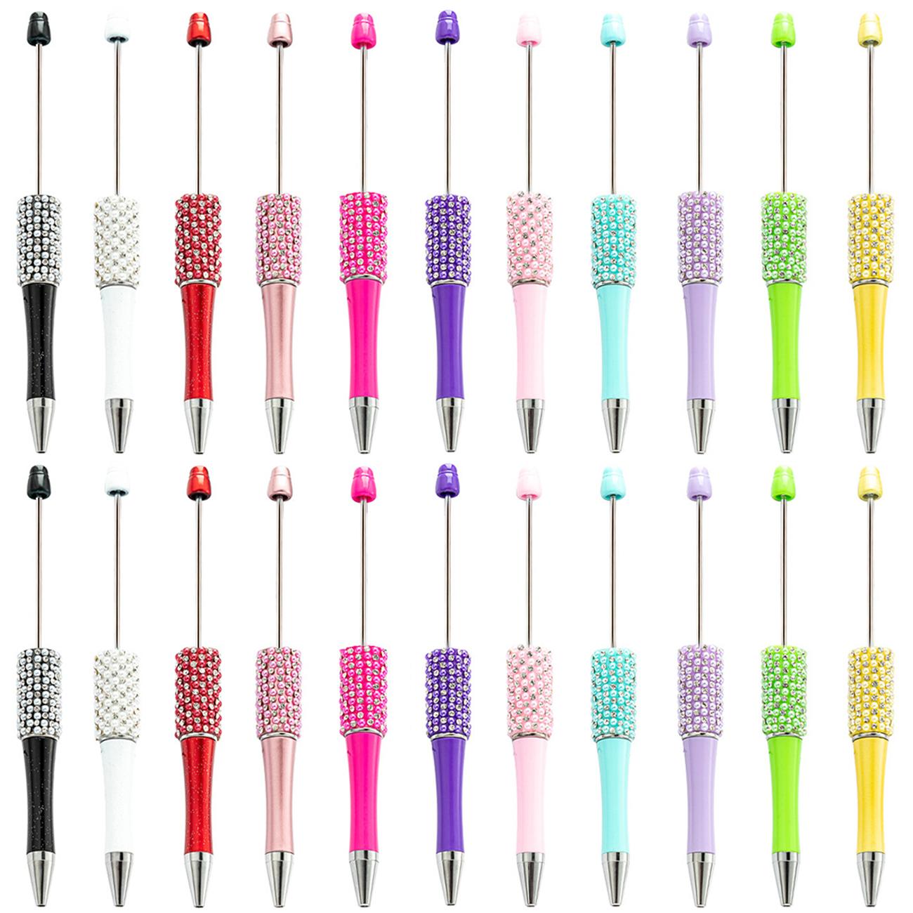 

22Piiece Diamond Beaded Pen DIY Handmade Sticker Set Wholesale Creative Diamond Beaded Ballpoint Pens School Supplies