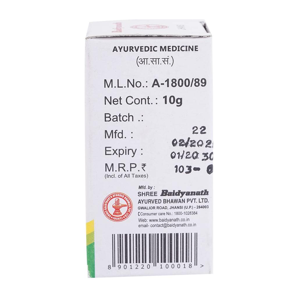 Baidyanath Jhansi Akeek Pishti 10g Cooling Ayurvedic Mineral Powder for Heartburn and Eye Wellness Support