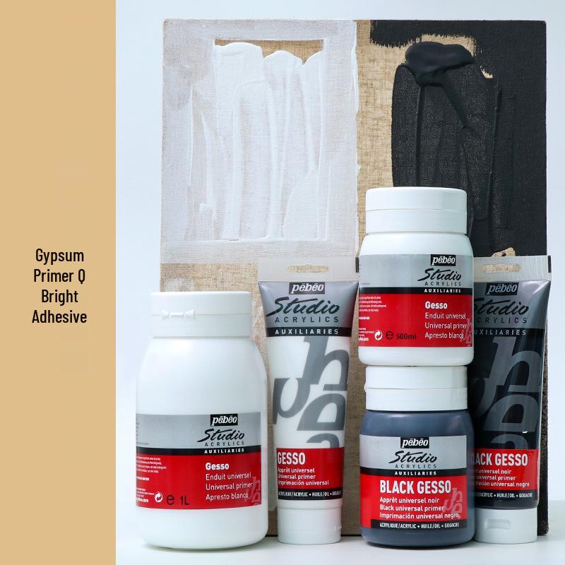 Pebeo Professional Acrylic Paint Accessories: White & Black Plaster Primer Gesso Undercoat