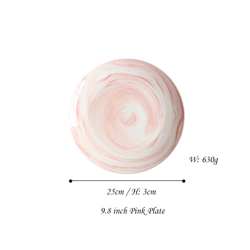 Servírovací talíř v moderním mramorovém designu Keramický talíř Porcelánové nádobí Dezertní nádobí Těstoviny Talíř na steaky Vhodné do mikrovlnné trouby