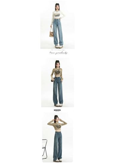 Women's High-Waisted Velvet Wide-Leg Jeans - Winter Warmth Pear-Shape Slimming, Floor-Length Loose Fit