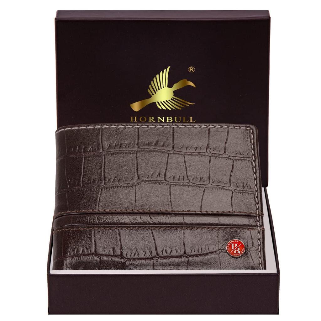 Hnědá kožená peněženka pro muže s ražbou | Pánské peněženky s blokováním RFID | Pánská kožená peněženka