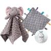 CREVENT Cozy Plush Baby Security Blanket Loveys for Baby Boys and Girls, Minky Dot Front + Sherpa Backing with Animal Head (Grey Elephant + Tag)