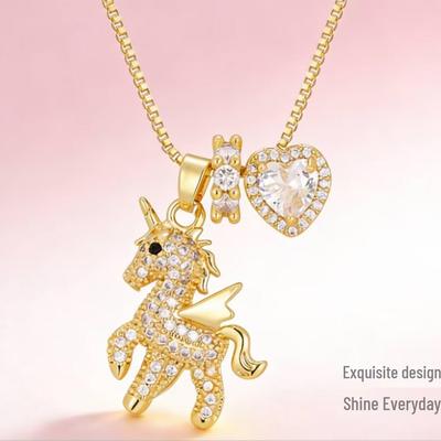 Unicorn Pegasus Necklace: Elegant Clavicle Chain Pendant for Women
