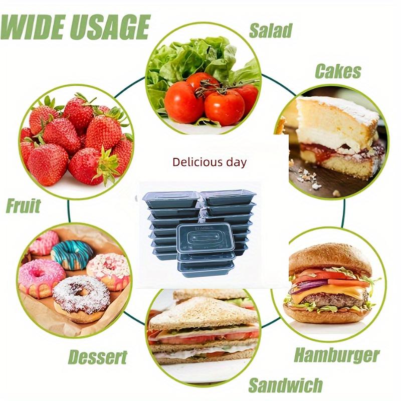 5/10/20 Pack Black Rectangular Meal Prep Containers With Lids,Disposable Plastic To Go Containers, Leak-Proof, Microwave Safe
