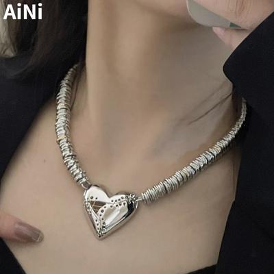 Fashion Zircon Luxury Temperament Big Heart Pendant Necklace For Women Party Gifts Delicate Design Accessories Popular Hot Sale