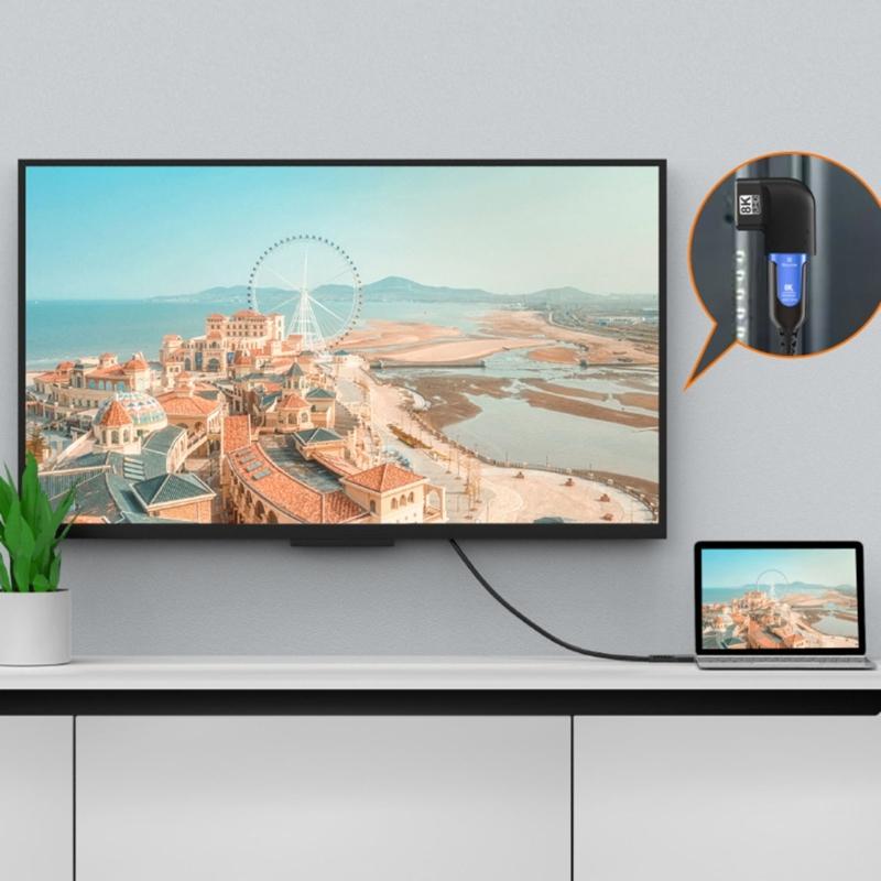 Cable Extender Converter Adapter Suitable for PC Laptop Computer Monitor Projector 8K 60Hz 4K 120Hz 270° High Definition