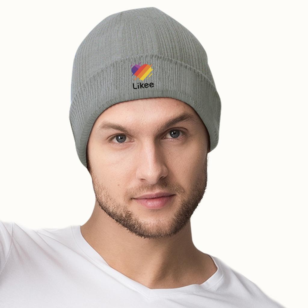 Likee App Logo Likee Heart Rainbow Graffiti Knitted Hat for Women Unisex Skullies Beanies Winter Hat Polyester  Crochet Caps
