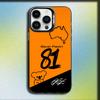 Custodia per telefono O-Oscar Piastri 81 per iPhone 16,15,14,13,12,11,Mini,Pro,SE,MAX Grigio Opaco Silicone Copertura Nera