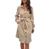 2025 New Autumn Dress Long Sleeve Solid Color Corduroy Shirt Skirt
