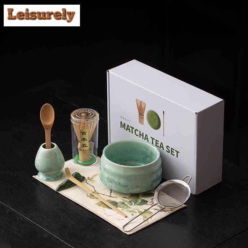 Kiln Change Crystal Glaze Ice Flower Tea Set Complete Set Japanese Matcha Set Kit Matcha Cup Matcha Tool Set Kitchen Supplies