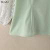 ZANZEA Damen Casual Stehkragen Spitze Patchwork 3/4 Ärmel Bluse