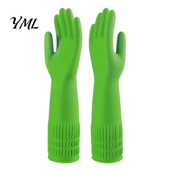 Waterproof Gloves for Bathroom Cleaning Fleece Lined Dishwashing Gloves, Natural Latex Household Work Non-Slip Grip Long Cuff Warm Kitchen Laundry
