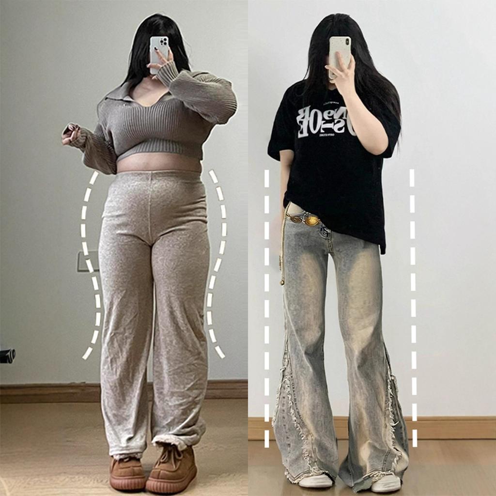 Komfortable Vintage Micro Flare Jeans Dame År Vår og Høst Designfølelse av Råkanten Slim Skinny Bukser Jeans for Dame Lange Denim Bukser