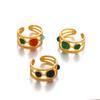 Vintage Stainless Steel Multi Layer Lines Rings for Women Men Colorful Resin Semi-Circle Bead Opening Rings Banquet Jewelry Gift