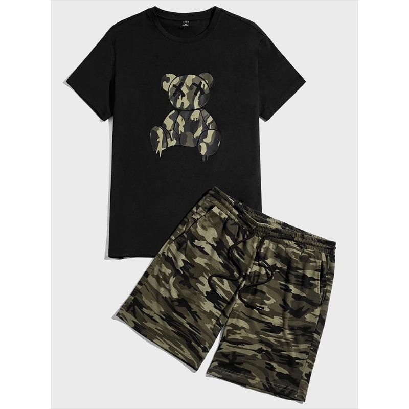 Tiger Print Men's T-shirt And Shorts Set Summer Street Fashion Men's Short-sleeved Top Everyday Casual Men's Sports Shorts