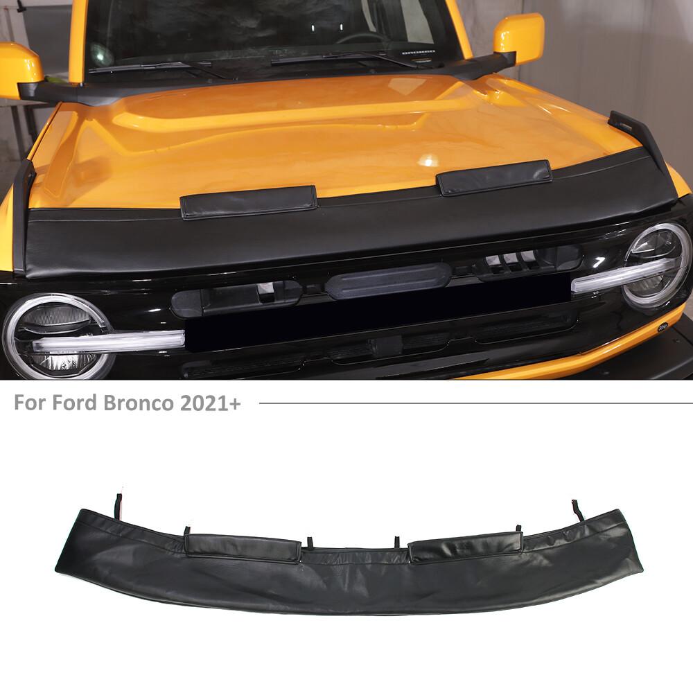 Black Leather Front Engine Bra Hood Cover Protector Guard For Ford Bronco 2021+