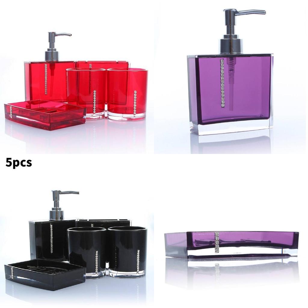 Classic Acrylic Bathroom Five Piece Set With Bright Colors For Household And Bridal Gift