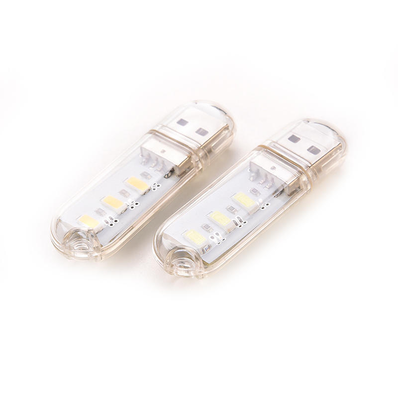 

Portable Keychain Usb Power 3 Led White Night Light U Disk Shape Lamp W/ Cover