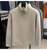 Moletom com Capuz Teddy Fleece Masculino de Gola Alta com Meio Zíper - Quente, Grosso e Versátil para Outono e Inverno
